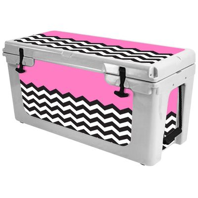 MightySkins (Cooler Not Included) Skin Compatible with RTIC 65 Cooler (2017 Model) - Pink Chevron | Protective, Durable, and Unique Vinyl Decal wrap Cover | Easy to Apply | Made in The USA