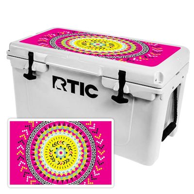 MightySkins (Cooler Not Included) Skin Compatible with RTIC 45 Cooler Lid (2017 Model) - Pink Aztec | Protective, Durable, and Unique Vinyl Decal wrap Cover | Easy to Apply | Made in The USA