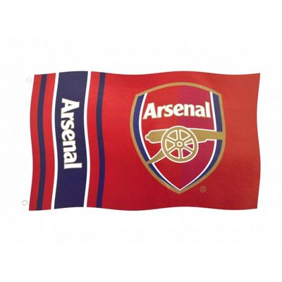 Arsenal FC Wordmark Stripes Flag (5 x 3ft) (Red)