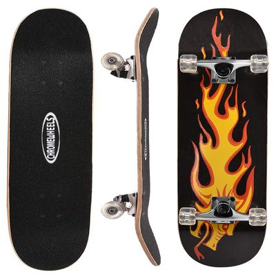 ChromeWheels 31 inch Skateboard Double Kick Skate Board Cruiser Longboard 8 Layer Maple Deck Skateboards for Kids and Beginners
