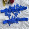 Oyabridal Wedding Garters for Bride Bridal Garter Set Leaf Garter for Wedding Plus Size W09 (Royal blue) view 3