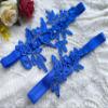 Oyabridal Wedding Garters for Bride Bridal Garter Set Leaf Garter for Wedding Plus Size W09 (Royal blue) view 4