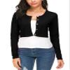 EXCHIC Women's Cropped Knit Cardigan Sweater Long Sleeve Button Down Open Front Bolero Shrug for Spring and Fall (S, Black) view 2