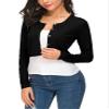 EXCHIC Women's Cropped Knit Cardigan Sweater Long Sleeve Button Down Open Front Bolero Shrug for Spring and Fall (S, Black) view 3