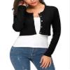 EXCHIC Women's Cropped Knit Cardigan Sweater Long Sleeve Button Down Open Front Bolero Shrug for Spring and Fall (S, Black) view 4