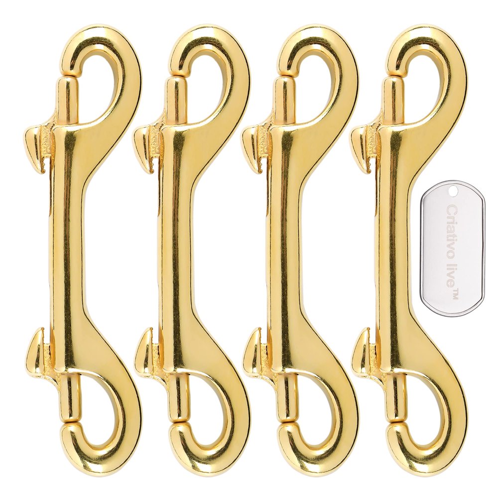 4 Pcs 3.5 Inch Brass Double End Snap Hook Clip Diving Hook for Diving,pet,Handmade Bag,Keychains etc