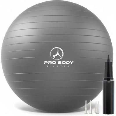 ProBody Pilates Yoga Ball - Fresh Colors Exercise Ball for Stability, Pregnancy, Workout, Physical Therapy & Birthing, Balance Ball Chair (Slate, 55 cm)