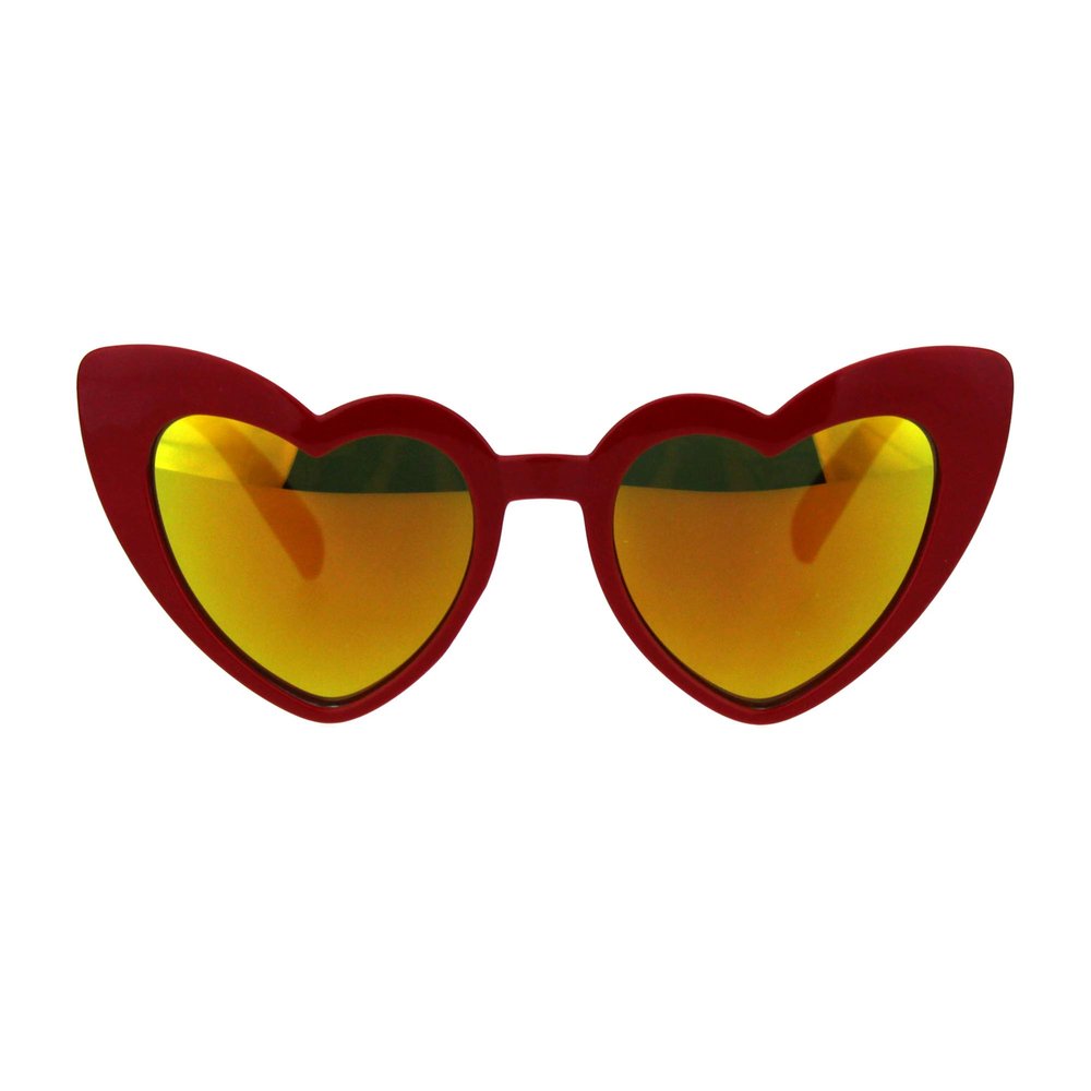 Girl's Heart Shape Cateye Sunglasses Kids Fashion Mirrored Lens UV 400 Red
