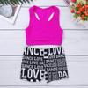 ranrann Girls Dance Sport Crop Bra Top Booty Shorts Set 2PCS Gymnastic Active Workout Swimwear Swimming Outfit Rose&Black 3-4 view 4
