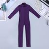 ranrann Kids Girls Full Length Gymnastic Unitard Long Sleeves Ballet Dance Jumpsuit Mock Neck Athletic Activewear Purple 5-6 view 3