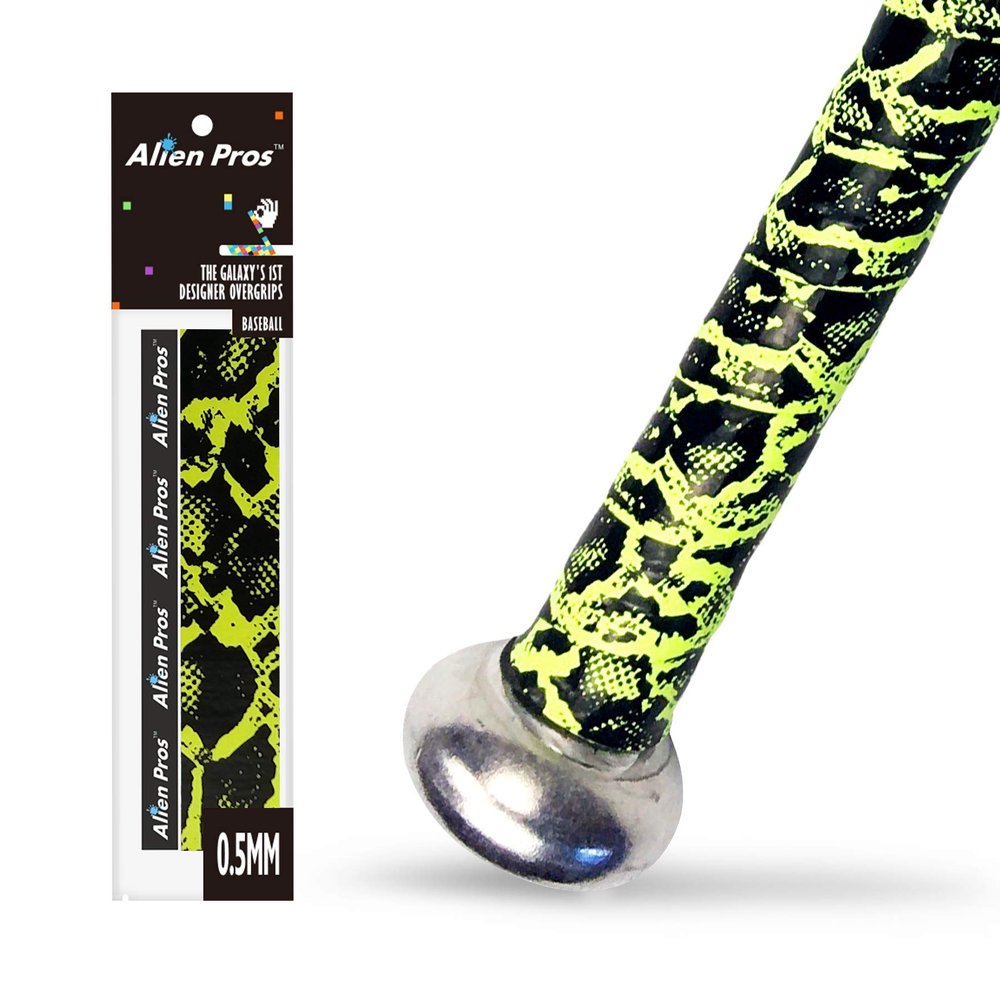 ALIEN PROS Bat Grip Tape 0.5MM for Baseball  Precut and pro Feel Bat Tape  Replacement for Old Baseball bat Grip  Wrap Your Bat for an Epic Home Run (1 Grip, Lizard)