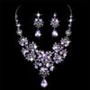 Myhouse Butterfly Water Drop Shape Rhinestone Wedding Bridal Necklace Earring Set Charm Accessories Jewelry, Purple view 1