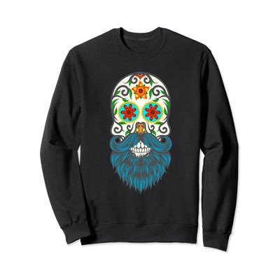 Day Of The Dead Bearded Sugar Skull Halloween Costume Shirt
