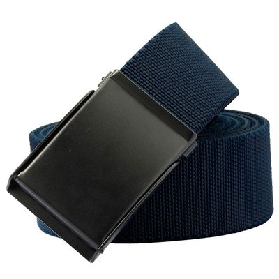 Sportmusies Elastic Belts for Men, Military Style Stretch Webbing Tactical Duty Belt (Navy Blue,Flip Top Buckle)