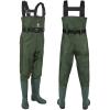 TIDEWE Bootfoot Chest Wader, 2-Ply Nylon/PVC Waterproof Fishing & Hunting Waders with Boot Hanger for Men and Women Green Size 6 view 2