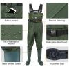 TIDEWE Bootfoot Chest Wader, 2-Ply Nylon/PVC Waterproof Fishing & Hunting Waders with Boot Hanger for Men and Women Green Size 6 view 3