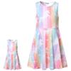 America Doll & Girl Matching Dresses Unicorn Clothes Outfits Sleeveless Rainbow 8-9 Years view 1