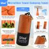 Sfee 2 Pack Camping Towel, Quick Dry Towel Super Absorbent Travel Microfiber Towels, Fast Drying Compact Soft Lightweight Sports Towel Set for Beach, Hiking, Travel, Gym, Backpacking, Pool +Carabiner view 2