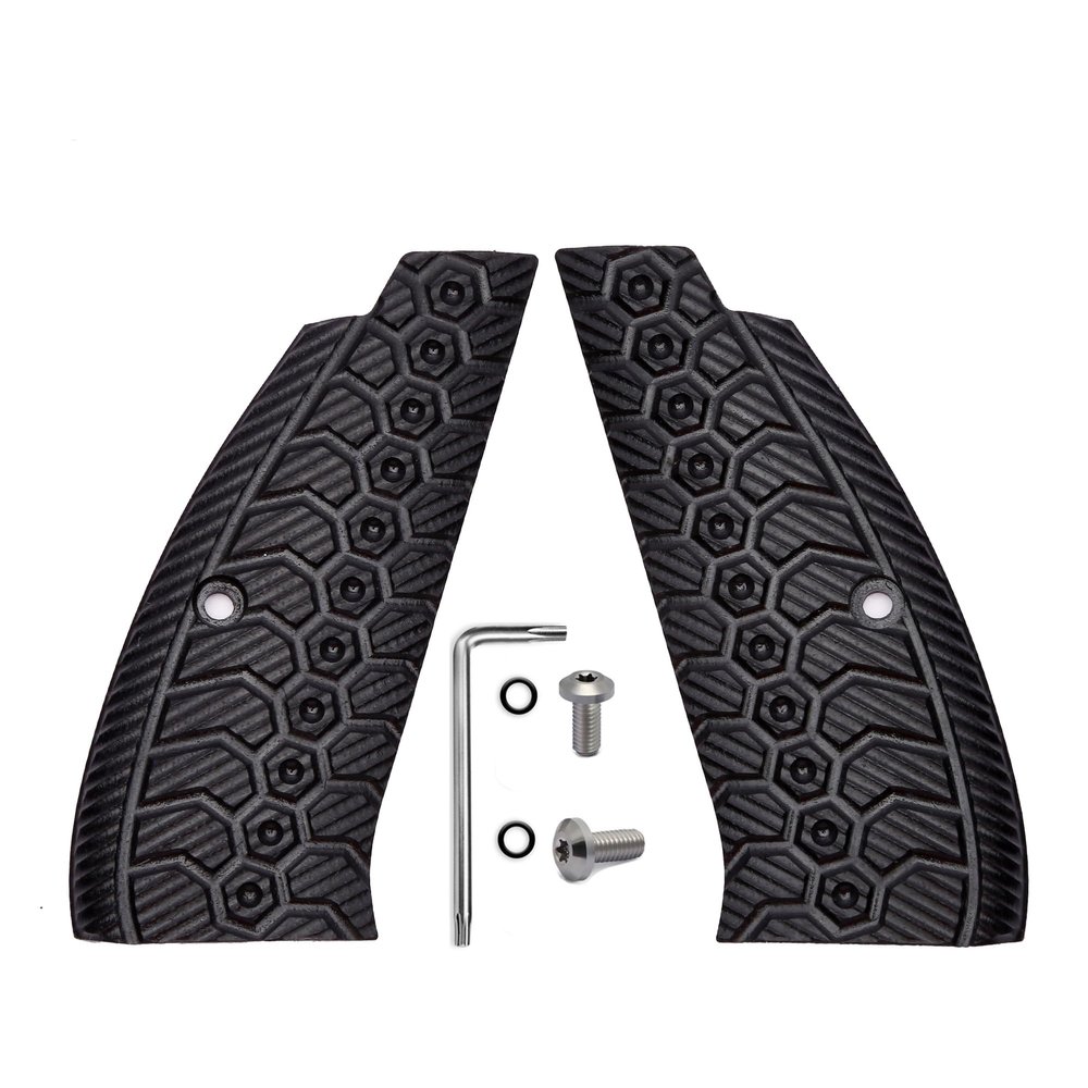 Guuun G10 CZ 75 Grips Full Size Tactics SP-01 Grip OPS Mechanical Texture - Black
