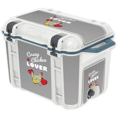 MightySkins (Cooler Not Included) Skin Compatible with OtterBox Venture 45 qt Cooler - Crazy Chicken Lover | Protective, Durable, and Unique Vinyl wrap Cover | Easy to Apply | Made in The USA