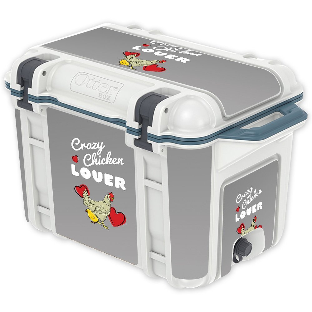 MightySkins (Cooler Not Included) Skin Compatible with OtterBox Venture 45 qt Cooler - Crazy Chicken Lover | Protective, Durable, and Unique Vinyl wrap Cover | Easy to Apply | Made in The USA
