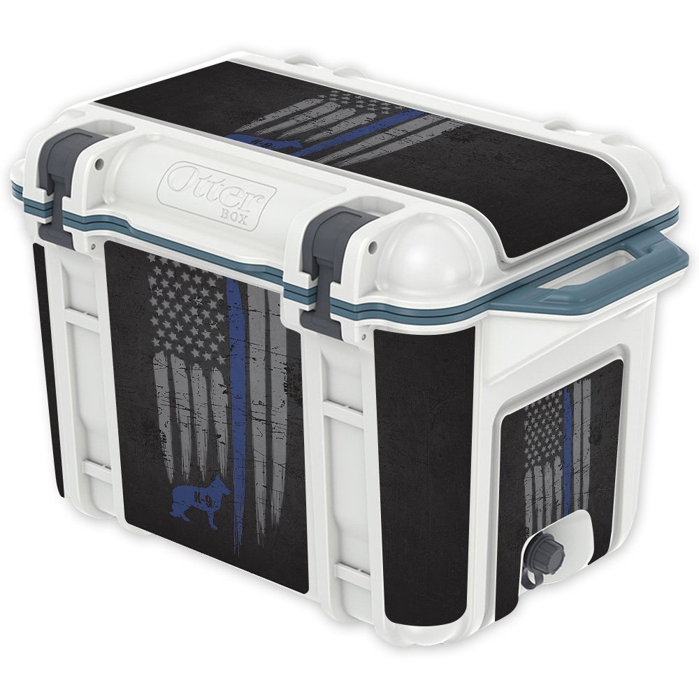 MightySkins (Cooler Not Included) Skin Compatible with OtterBox Venture 45 qt Cooler - Thin Blue Line K9 | Protective, Durable, and Unique Vinyl wrap Cover | Easy to Apply | Made in The USA