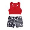 ranrann Girls Dance Sport Crop Bra Top Booty Shorts Set 2PCS Gymnastic Active Workout Swimwear Swimming Outfit Red 3-4 view 3