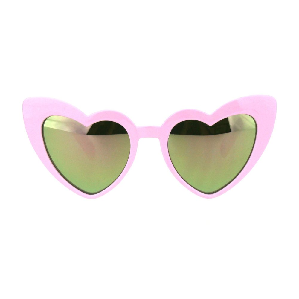 Girl's Heart Shape Cateye Sunglasses Kids Fashion Mirrored Lens UV 400 Pink