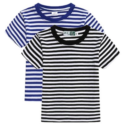 Airvid Unisex Kids Classic Striped T-Shirt Girls Boys Crewneck Cotton Jersey Tee 2 Pack 5-6Y/Tag XL