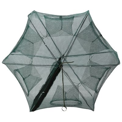 Bewinner Fishing Net Portable Folded Nylon Fish Baits Cast Mesh Trap Cage Automatic for Catching Smelt, Eels, Crab, Lobster, Minnows, Shrimp and Crawfish (6 Holes)