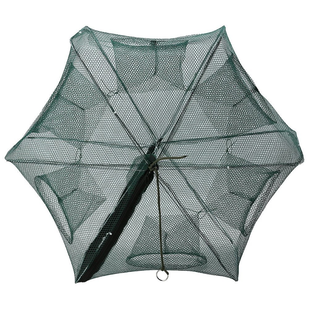 Bewinner Fishing Net Portable Folded Nylon Fish Baits Cast Mesh Trap Cage Automatic for Catching Smelt, Eels, Crab, Lobster, Minnows, Shrimp and Crawfish (6 Holes)