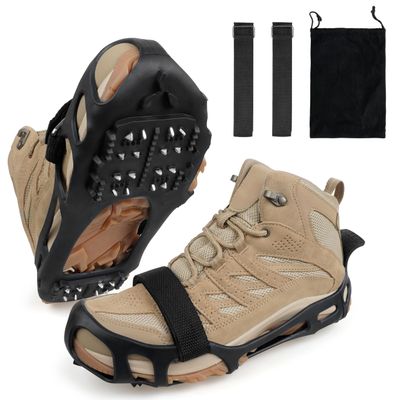 Ice Snow Traction Cleats for Shoes and Boots Non-Slip Crampon Snow Cleats for Winter Walking on Snow and Ice Boots Cleats for Men Women Walking Jogging Hiking (24 Steel Crampons, Size S)