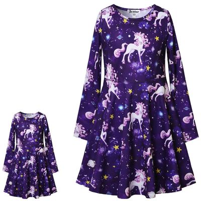 America Doll & Girl Matching Dresses Star Unicorn Clothes Outfits Long Sleeve 8-9 Years