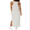 Amazon Essentials Women's Supersoft Terry Racerback Maxi Dress, Black White Thin Stripe, Small view 2