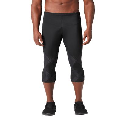CW-X Men's Stabilyx Joint Support 3/4 Compression Tight, Capri Pants for Running and Recovery, Black, Medium