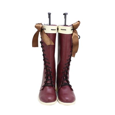 YuanCos Brown Cosplay Shoes Lace-up Boots X002 (Female US 10.5/EU42.5)