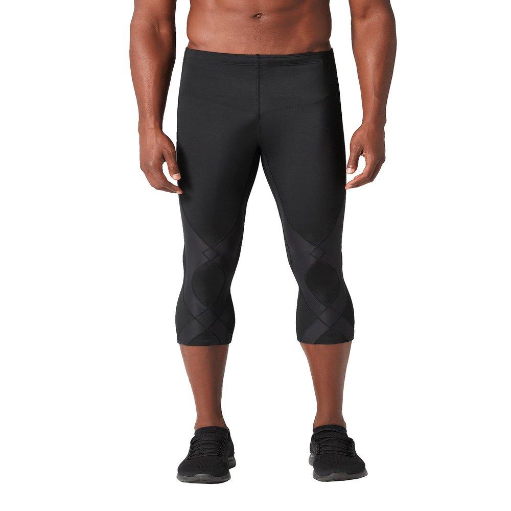 CW-X Men's Stabilyx Joint Support 3/4 Compression Tight, Capri Pants for Running and Recovery, Black, Large