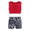 Agoky Kids Girls' Sports Bra Top and Booty Shorts Set Gymnastics Ballet Dance Sports Tracksuit or Swimwear Swimming Suit Red 3-4 Years view 1