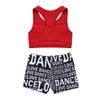Agoky Kids Girls' Sports Bra Top and Booty Shorts Set Gymnastics Ballet Dance Sports Tracksuit or Swimwear Swimming Suit Red 3-4 Years view 4