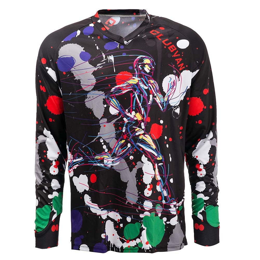 Cycling Jersey Men Long Sleeve MTB T Shirt Mountain Bike Motorcycle Bicycle Clothes Black Size XL