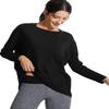 CRZ YOGA Pima Cotton Boat Neck Long Sleeve Shirts for Women - Workout Athletic Yoga Casual Tops Loose Fit Fall T-Shirts Black Small view 1