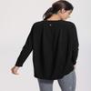 CRZ YOGA Pima Cotton Boat Neck Long Sleeve Shirts for Women - Workout Athletic Yoga Casual Tops Loose Fit Fall T-Shirts Black Small view 3