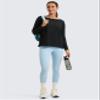 CRZ YOGA Pima Cotton Boat Neck Long Sleeve Shirts for Women - Workout Athletic Yoga Casual Tops Loose Fit Fall T-Shirts Black Small view 4