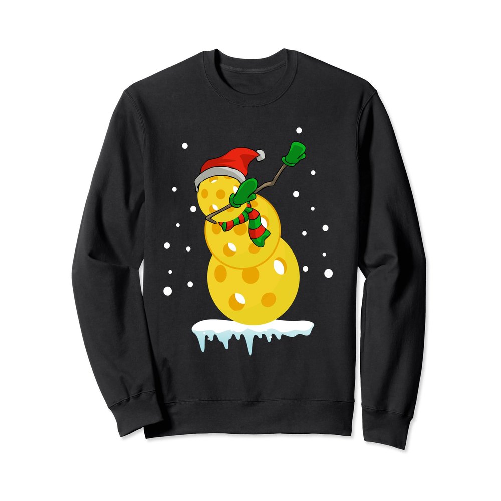 Dabbing Snowman Pickleball Sweatshirt Christmas Gift Shirt