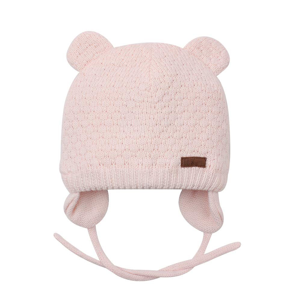 BAVST Baby Beanie Hat for Winter with Earfalp Cute Bear Kids Toddler Girls Boys Warm Knit Cap 0-2Years(Pink, L)