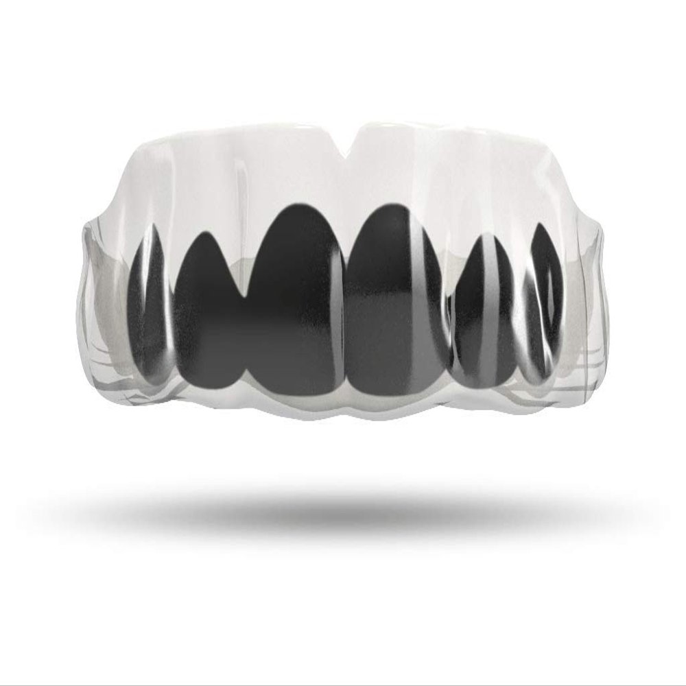 Impact Custom Professional All Sports Mouthguard Chrome Series (Clear) Black Grill - Jiu Jitsu/Football/Lacrosse & More