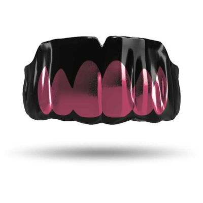 Impact Custom Professional MMA/Boxing/Muaythai Mouthguard Chrome Series (Black) Dusty Pink Grill- Boxing MMA