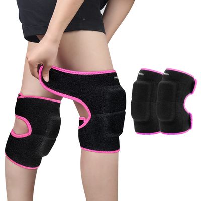 ONTYZZ Kids Knee Pads with Thickened SBR Pads Adjustable Anti-Slip Knee Pads Soft Knee Pad for Volleyball Cycling Dancing Soccer Hockey Pink/S