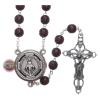 Holyart Rosary in Burgundy Wood with Talking Center Piece Pope Francis Prayer Spanish 8 mm view 1