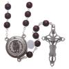 Holyart Rosary in Burgundy Wood with Talking Center Piece Pope Francis Prayer Spanish 8 mm view 2